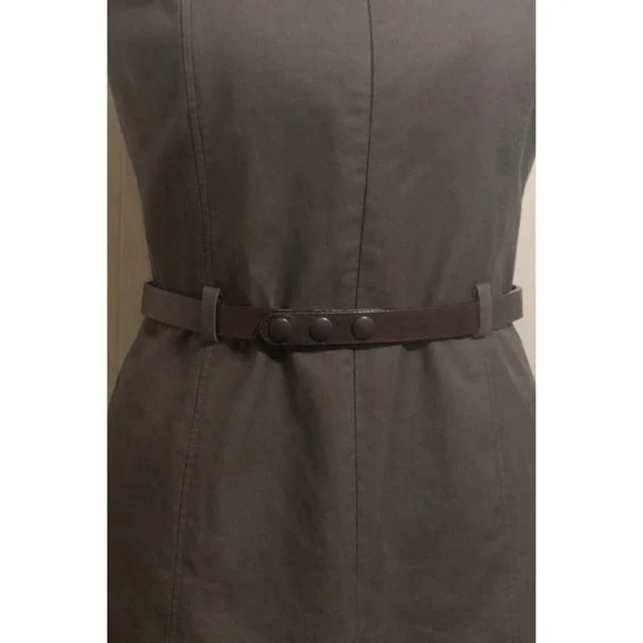 AKRIS PUNTO Sz 8 Taupe Belted Sheath Dress Cotton Blend Knee Length Quiet Luxury - Picture 10 of 10